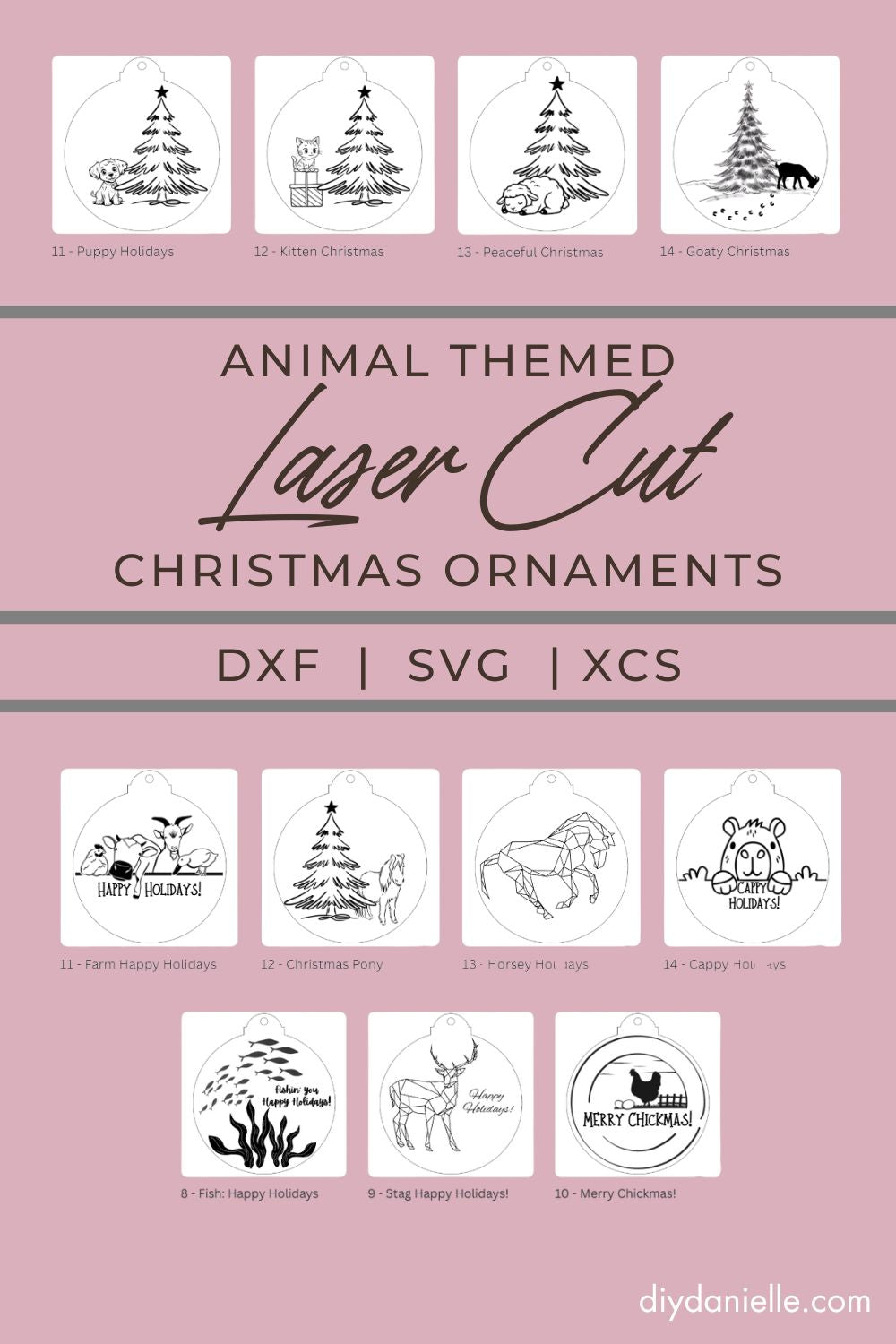 Animal Themed Ornaments SVG Bundle | Laser Cut & DIY Holiday Decor