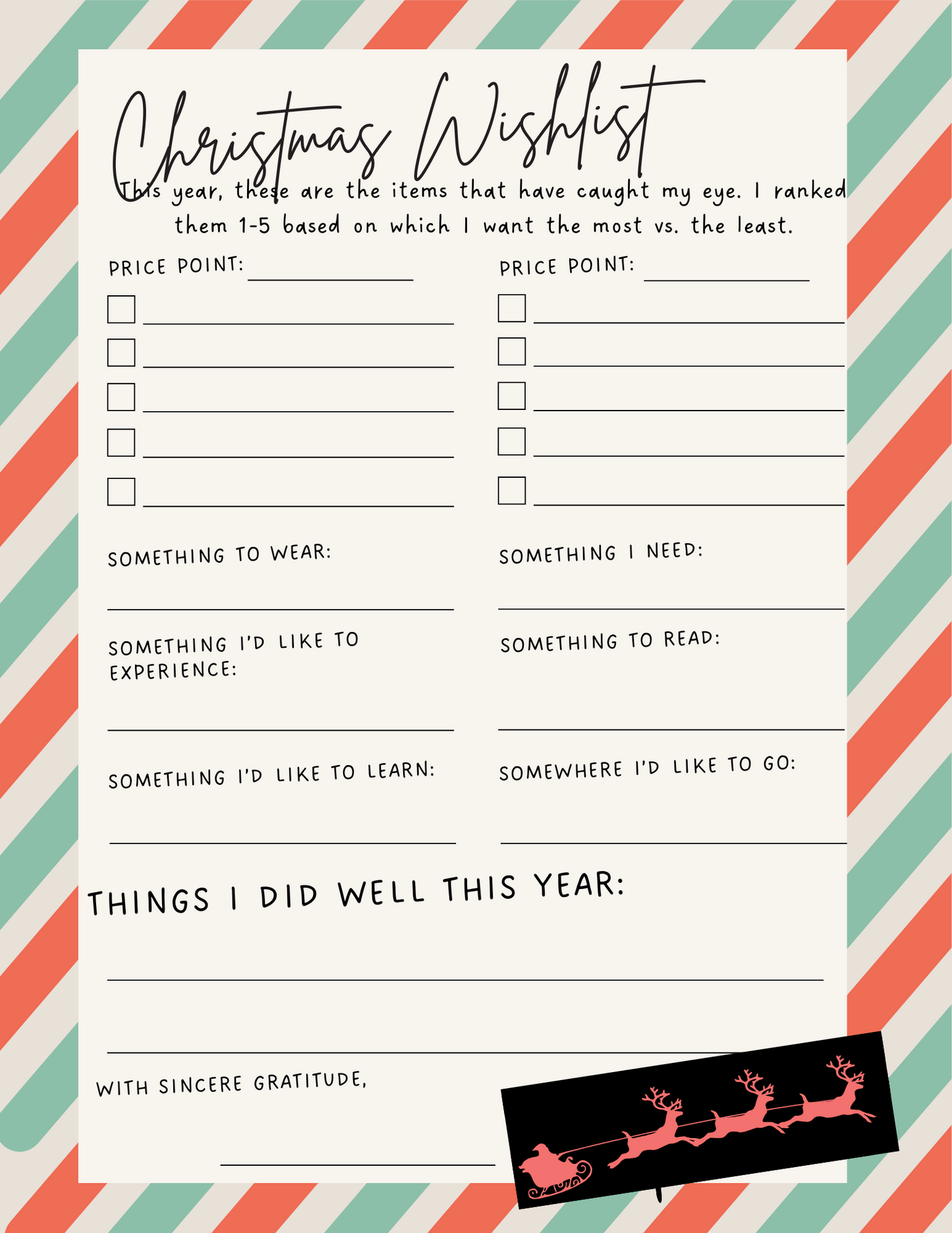 Christmas Wishlist Template Printable