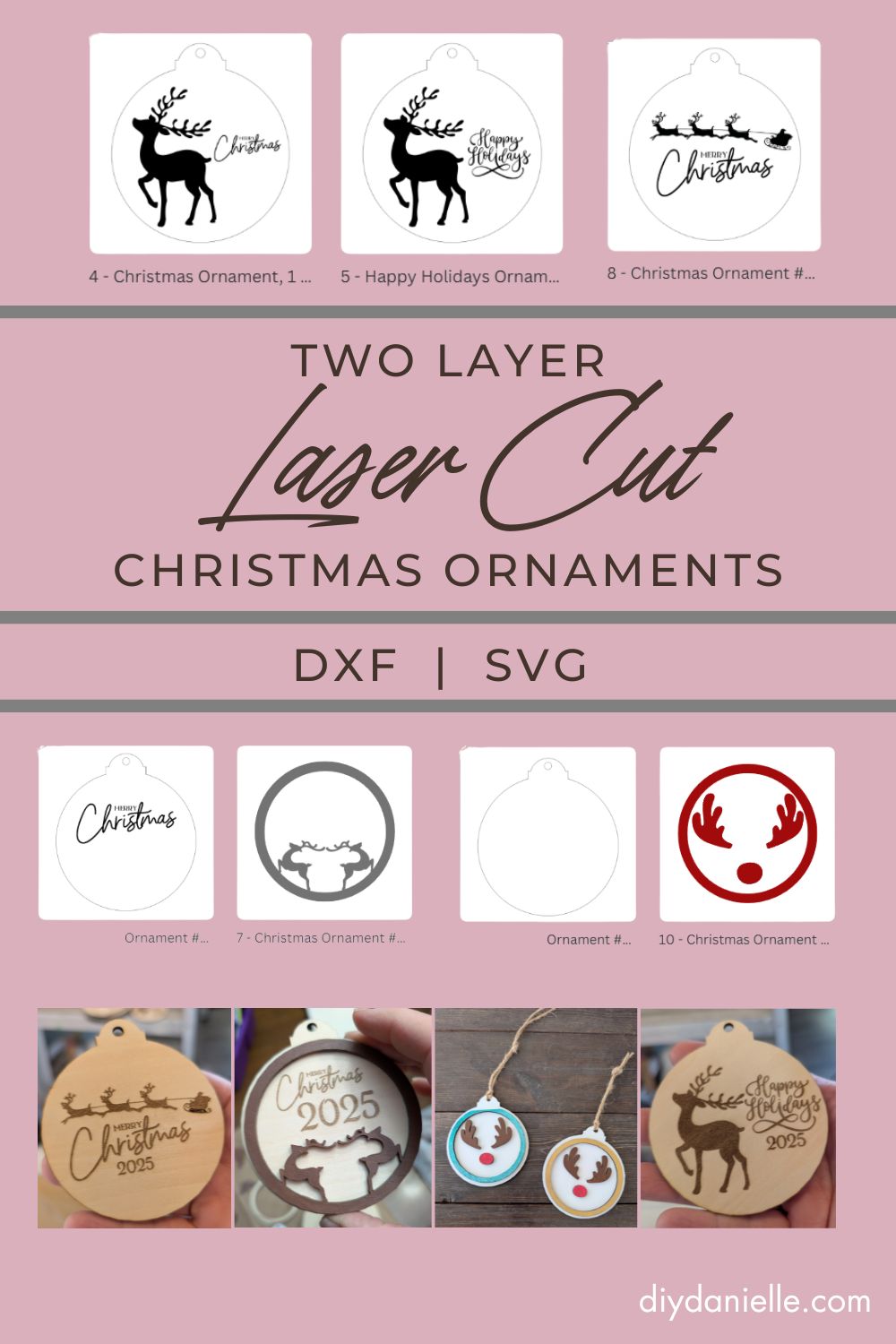 Two Layer Laser Cut Christmas Ornaments SVG | Digital Download
