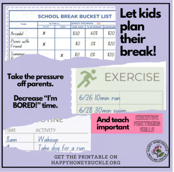School Break Bucket List Worksheets