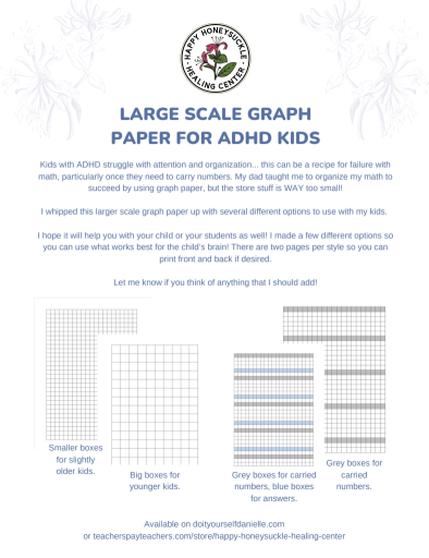 Larger Scale Graph Paper for Math Organization | ADHD-Friendly Printable