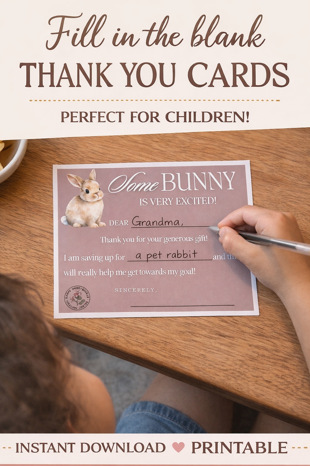 Printable Thank You Cards for Kids – Animal-Themed Fill-in-the-Blank Set