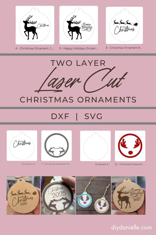 Two Layer Laser Cut Christmas Ornaments SVG | Digital Download