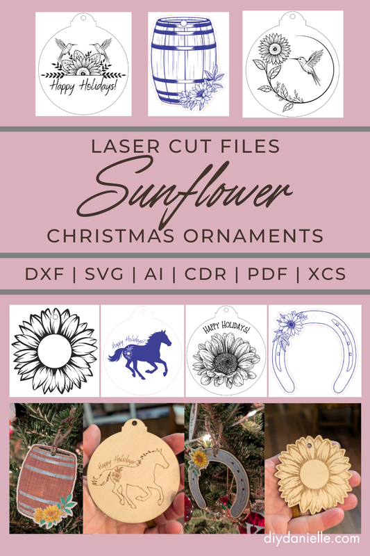 Sunflower Christmas Ornament SVG | Laser Cut Digital File