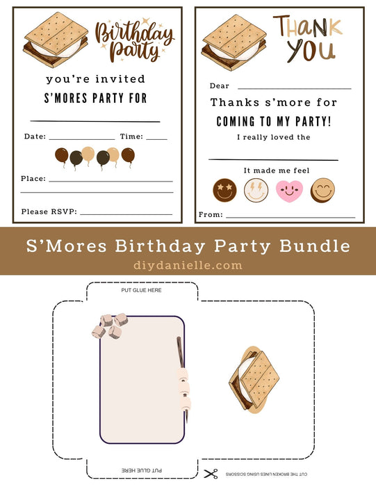 S'Mores Party Printable: Invitations, Custom Envelopes, and Thank You Cards