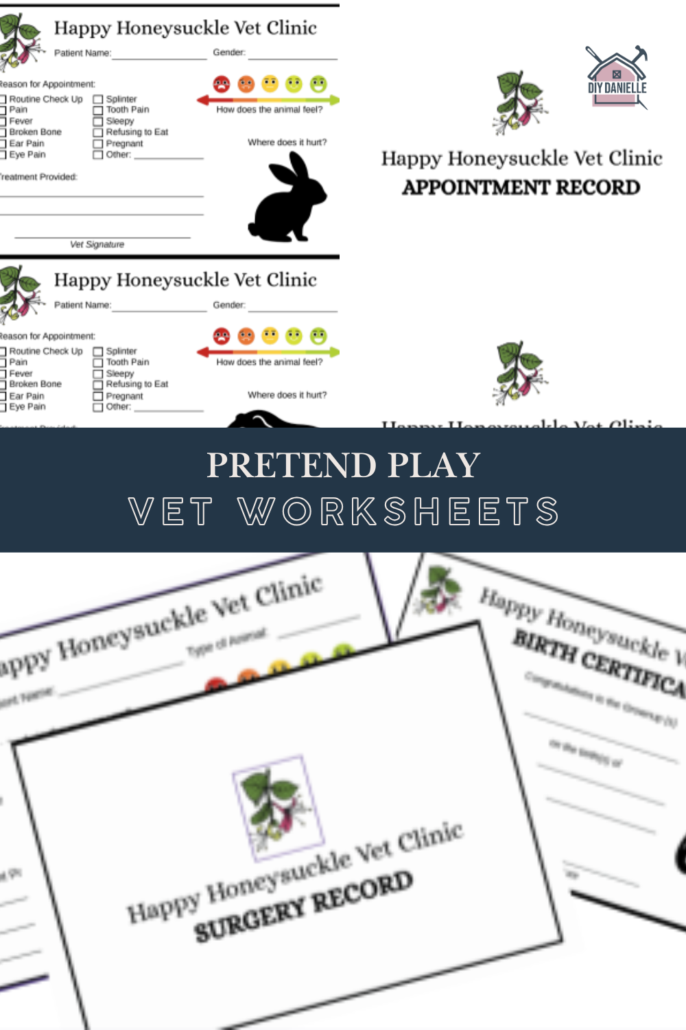 Pretend Play Vet Worksheets | Printable Downloadable Activity Sheets for Kids | Veterinary Role-Play Learning