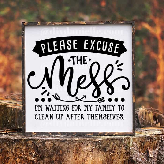 SVG "Please Excuse the Mess" on a sign.