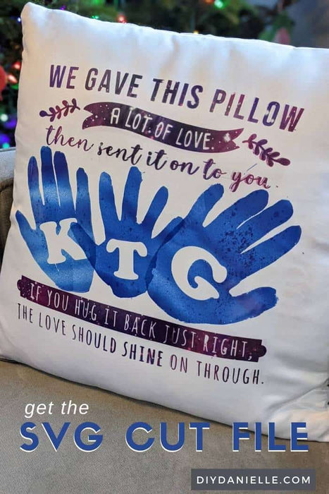 SVG cut file on a pillow case. This is a pillow for grandma or grandpa who lives long distance.